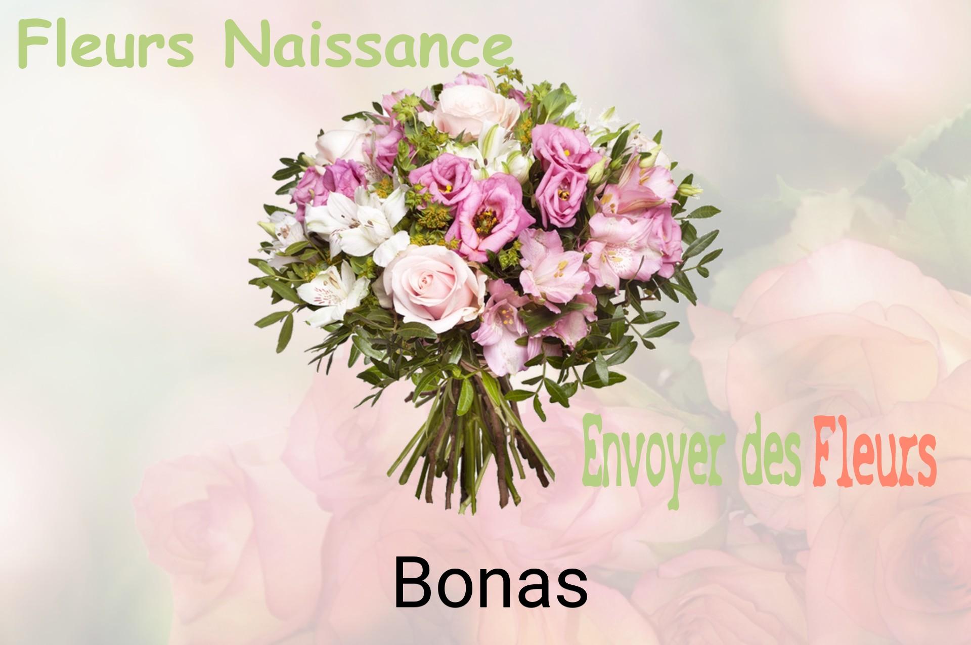 Bouquet de fleurs de naissance livré à Bonas