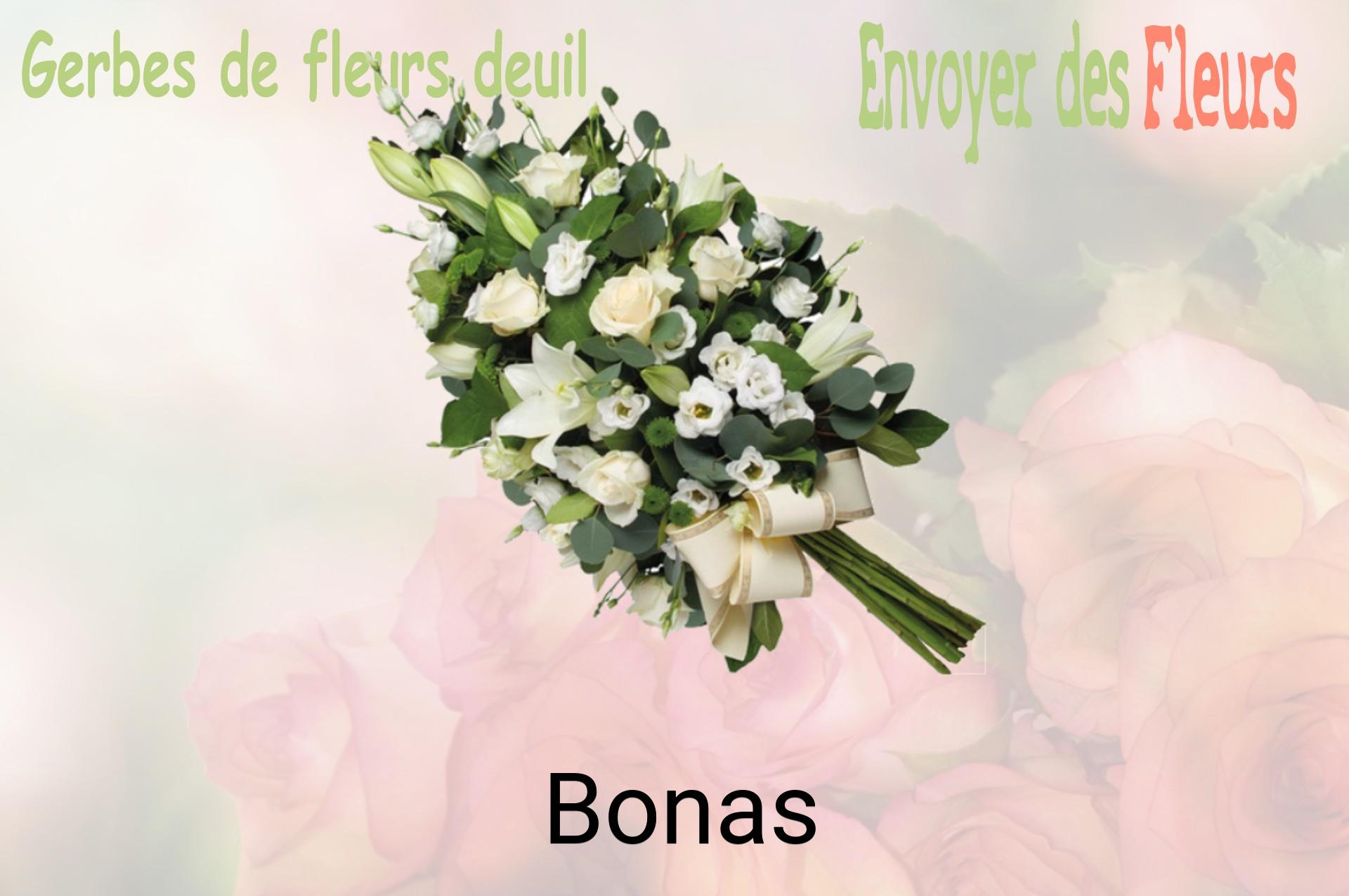 Gerbe de fleurs de deuil livrée à Bonas